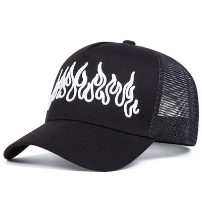 Flame Street Style sombrero ajustable de hip hop bordado Snapback curva borde de camión malla gorra deportiva