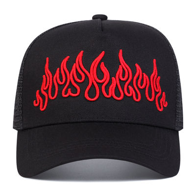Flame Street Style sombrero ajustable de hip hop bordado Snapback curva borde de camión malla gorra deportiva