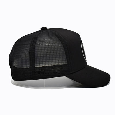 Gorra Trucker de Cinco Paneles con Sublimación Negra, Moda Personalizada, Malla, Broche Ajustable, Gorra Trucker de 5 Paneles