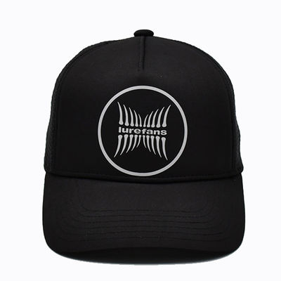Gorra Trucker de Cinco Paneles con Sublimación Negra, Moda Personalizada, Malla, Broche Ajustable, Gorra Trucker de 5 Paneles