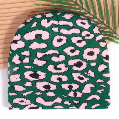 Gorro de invierno de acrílico de alta calidad con logotipo personalizado para hombre y mujer, gorro holgado de punto con estampado de leopardo