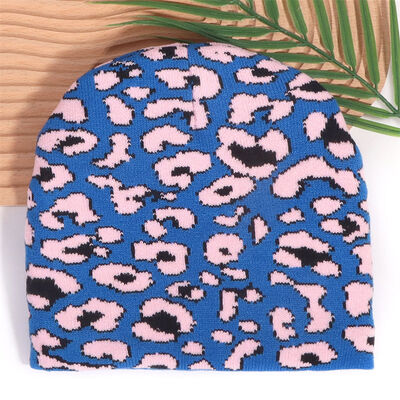 Gorro de invierno de acrílico de alta calidad con logotipo personalizado para hombre y mujer, gorro holgado de punto con estampado de leopardo