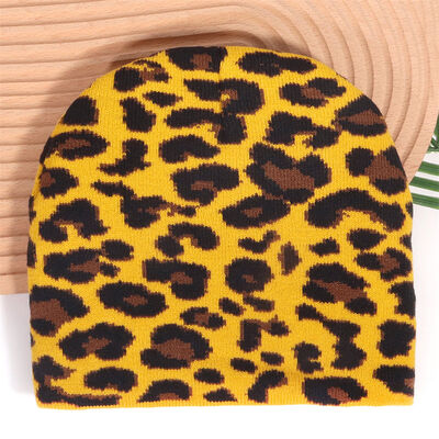 Gorro de invierno de acrílico de alta calidad con logotipo personalizado para hombre y mujer, gorro holgado de punto con estampado de leopardo
