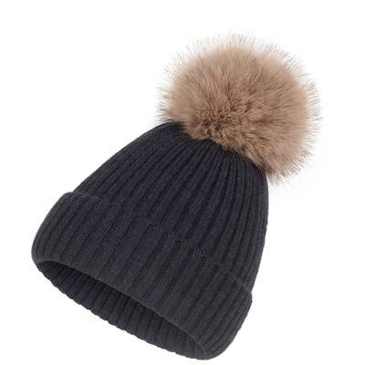 Sombreros de invierno de punto cálido para mujeres con sombreros de cuello estriados casuales y sólidos gorros sombreros de esquí niños gorro de peluche con gorra
