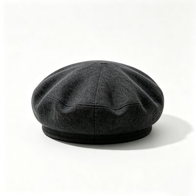 Boina clásica de color gris oscuro con boina acolchada de fieltro, tejido de mezcla de lana para mayor comodidad y durabilidad, cómodo sombrero diario para uso diario