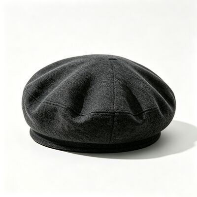 Boina clásica de color gris oscuro con boina acolchada de fieltro, tejido de mezcla de lana para mayor comodidad y durabilidad, cómodo sombrero diario para uso diario