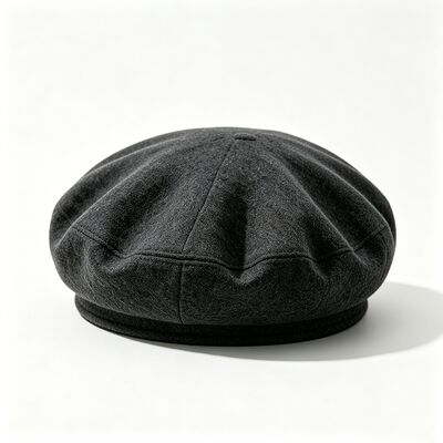 Boina clásica de color gris oscuro con boina acolchada de fieltro, tejido de mezcla de lana para mayor comodidad y durabilidad, cómodo sombrero diario para uso diario