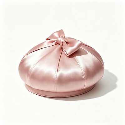 Elegante sombrero rosa de boina de satén con tela de 150 gramos de peso ligero y tamaño personalizado para uso casual