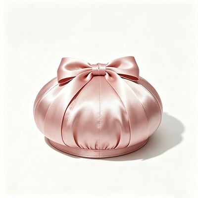 Elegante sombrero rosa de boina de satén con tela de 150 gramos de peso ligero y tamaño personalizado para uso casual