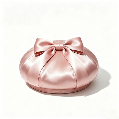 Elegante sombrero rosa de boina de satén con tela de 150 gramos de peso ligero y tamaño personalizado para uso casual
