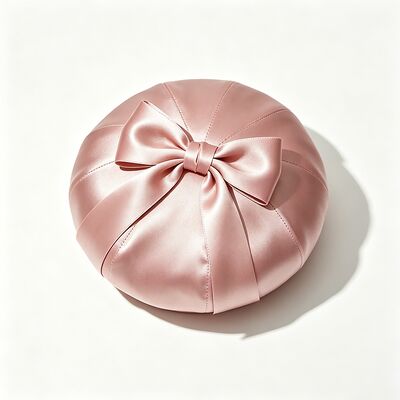 Elegante sombrero rosa de boina de satén con tela de 150 gramos de peso ligero y tamaño personalizado para uso casual