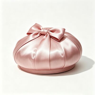 Elegante sombrero rosa de boina de satén con tela de 150 gramos de peso ligero y tamaño personalizado para uso casual