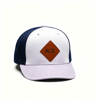 Gorra Trucker de 6 paneles con banda para el sudor de algodón, cierre trasero de plástico y forma construida para mayor comodidad y durabilidad.