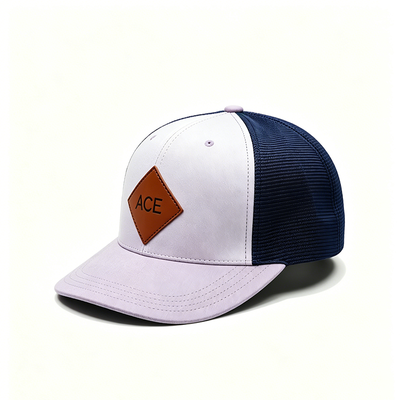Gorra Trucker de 6 paneles con banda para el sudor de algodón, cierre trasero de plástico y forma construida para mayor comodidad y durabilidad.