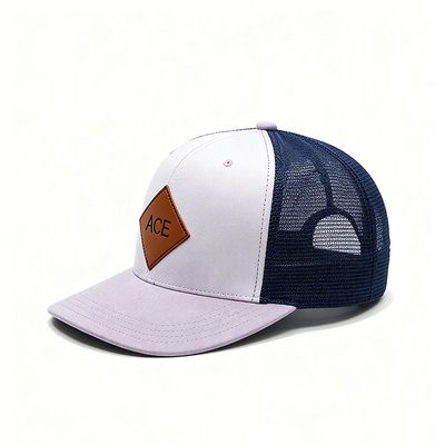 Gorra Trucker de 6 paneles con banda para el sudor de algodón, cierre trasero de plástico y forma construida para mayor comodidad y durabilidad.