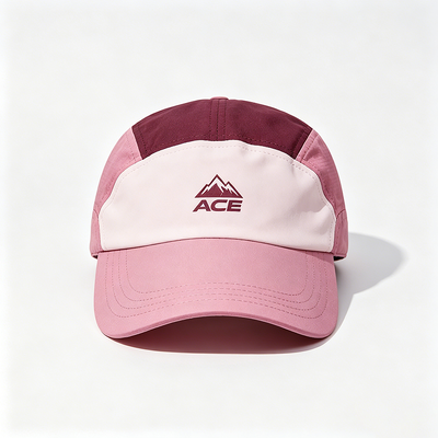 Sombrero camper de borde plano de 5 paneles con logotipo personalizable y correa de gancho y bucle para actividades al aire libre