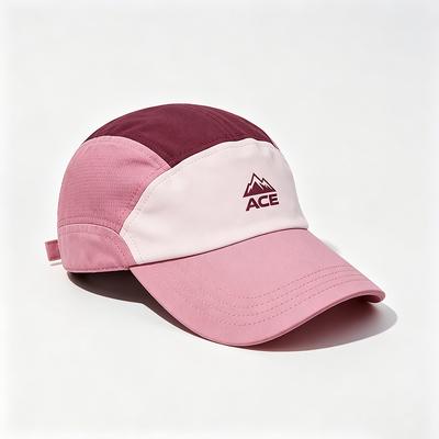 Sombrero camper de borde plano de 5 paneles con logotipo personalizable y correa de gancho y bucle para actividades al aire libre