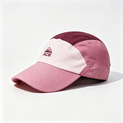 Sombrero camper de borde plano de 5 paneles con logotipo personalizable y correa de gancho y bucle para actividades al aire libre