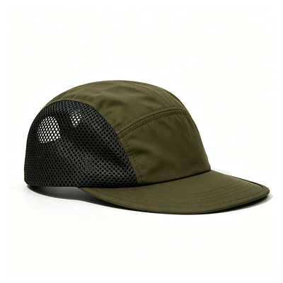 Gorra de 5 paneles, gorra de campamento, secado rápido personalizado, adecuada para diversas actividades al aire libre, incluyendo senderismo, camping y running