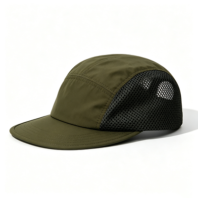 Gorra de 5 paneles, gorra de campamento, secado rápido personalizado, adecuada para diversas actividades al aire libre, incluyendo senderismo, camping y running