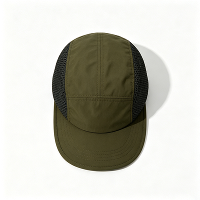 Gorra de 5 paneles, gorra de campamento, secado rápido personalizado, adecuada para diversas actividades al aire libre, incluyendo senderismo, camping y running