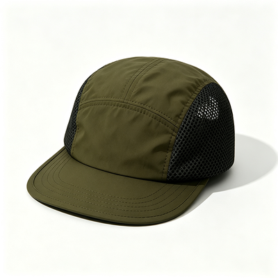 Gorra de 5 paneles, gorra de campamento, secado rápido personalizado, adecuada para diversas actividades al aire libre, incluyendo senderismo, camping y running