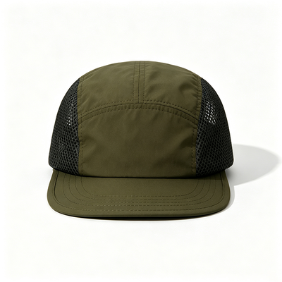Gorra de 5 paneles, gorra de campamento, secado rápido personalizado, adecuada para diversas actividades al aire libre, incluyendo senderismo, camping y running
