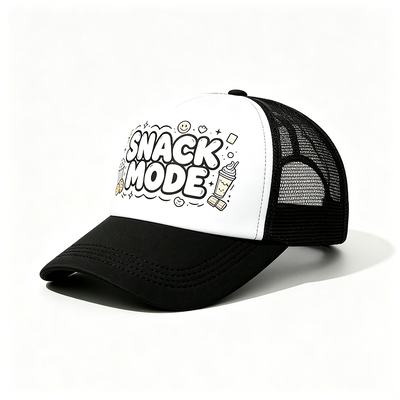 Gorra de camionero curva de 6 paneles con cierre de plástico a presión, ideal para campañas, uniformes de equipo y uso casual