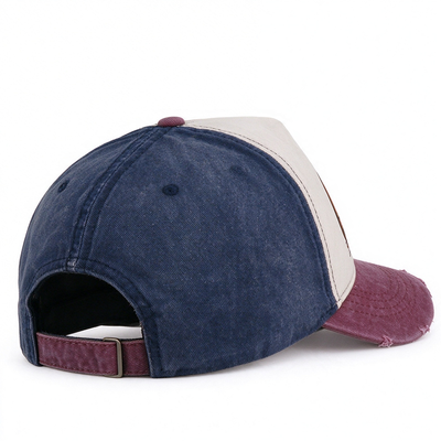 Distressed Color Block Dad Hat 100 Percent Cotton Twill Fabric Printed Graphic Hand Wash Recommended Comfortable Durable Stylish Headwear