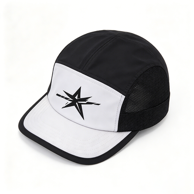 Quick Dry Durable 5 Panel Camper Hat with Woven Label Logo for Corporate Uniforms and Outdoor Activities