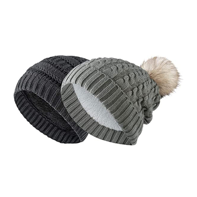 Punto Beanie Hats Fur Ball Cap Pom Poms de las mujeres los 58cm del invierno