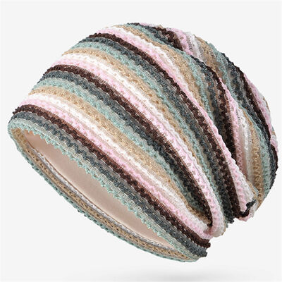 Traje de alta calidad de las damas de rayas de punto gorros estilo Slouchy Skullies de deportes de invierno gorro al aire libre sin esposas gorro