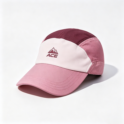 Sombrero camper de borde plano de 5 paneles con logotipo personalizable y correa de gancho y bucle para actividades al aire libre