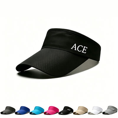Gorra con visera tipo correa ajustable hecha de 100 por ciento poliéster, ideal para correr, golf, tenis y otros deportes al aire libre.