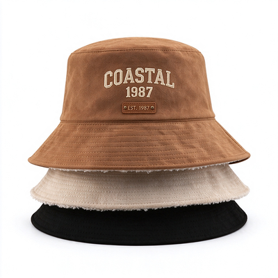 Sombrero de algodón de poliéster con forro de lana Sombrero de pescador vintage bordado Sombrero cálido de otoño de invierno